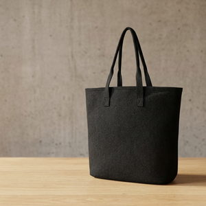 <b>Large</b> Black Canvas Tote <b>Bag</b> With Top Handle For Daily Shopping Use - Product Image 5