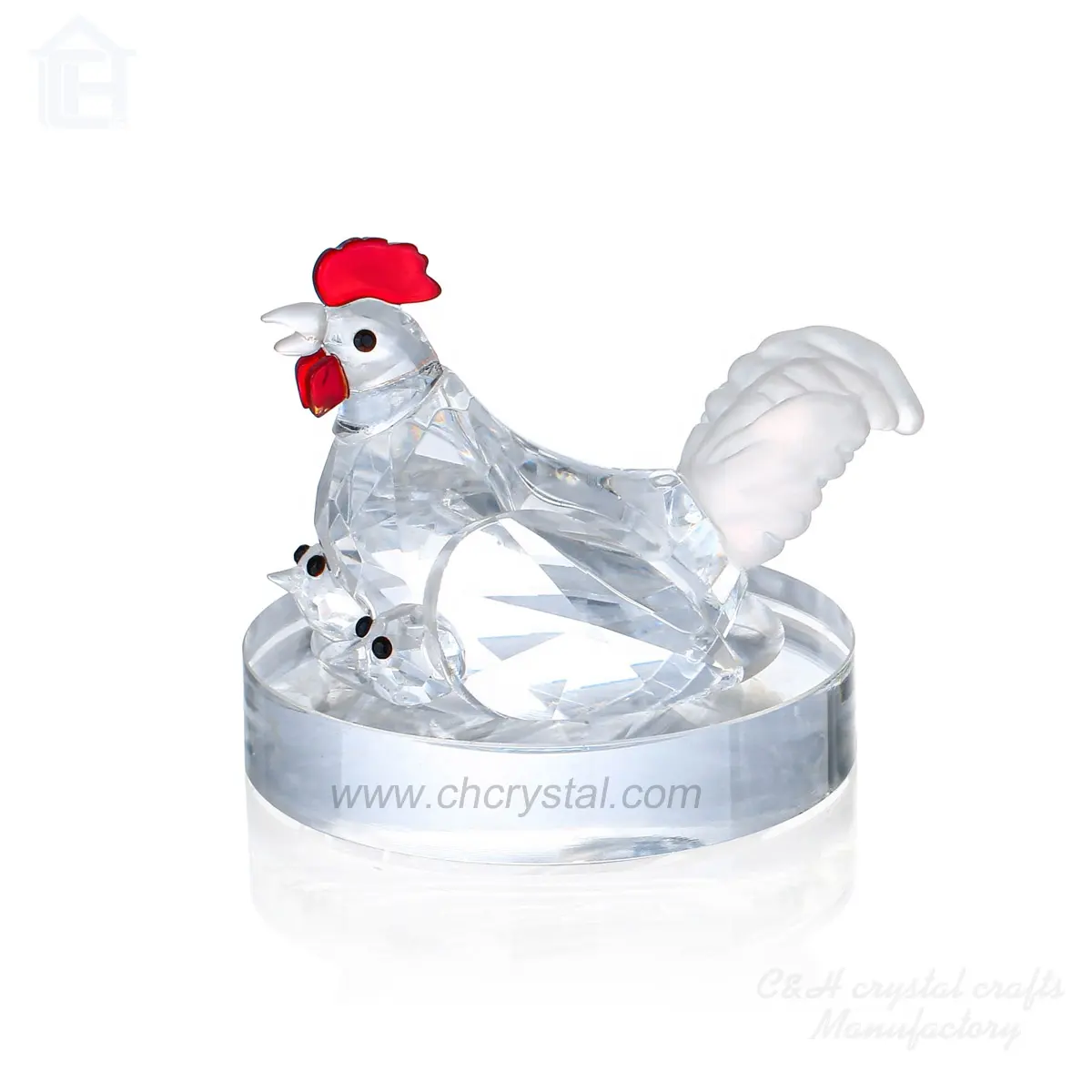 Lower price Hot Sale High Quality k9 crystal Animal Figurine Crystal Rooster glass ornaments For Home Decoration