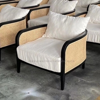 Meubles commerciaux pour événements de mariage Style simple rembourré cadre en bois massif dos en rotin tissu luxe jardin canapé fauteuil