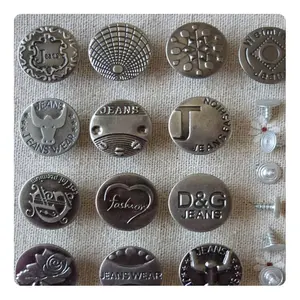 Custom Shank Denim Jeans Metal Button Denim Brass Painting Round Dry Cleaning Jeans Button for Clothes Jeans Buttons and Rivets