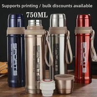 Nuevo Termo Deportivo Portátil Inteligente de 750 ml, Acero Inoxidable 304, con Diseño de Cabeza de Bala, Impresión de Logotipo Disponible, para Empresas