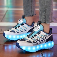 Patins à roulettes pour garçons 8188, chaussures à roulettes lumineuses LED rechargeables pour enfants, roulettes amovibles