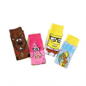 Calcetines largos transpirables <span class=keywords><strong>Funky</strong></span> Cool a la moda para hombre 100% algodón cartón personalizado con logotipo inferior divertido colorido - Product Image 5