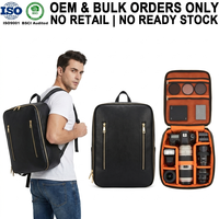 Sac à dos pour appareil photo en cuir PU vegan noir, pour photographe de mariage, avec compartiments pour objectif DSLR et flash, drone, fabrication en gros OEM ODM sous marque privée