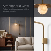 Lampe murale vintage de luxe en métal et albâtre, LED blanc chaud, intensité variable, IRC 90, personnalisable pour chambre à coucher, salon, tête de lit