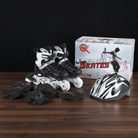 Ensemble de patins à roulettes pour enfants réglables avec casque et équipement de protection