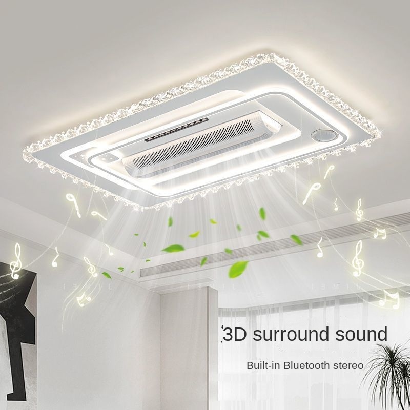 Modern 6 Speed Remote Control Bladeless Ceiling Fan Light Dimmable LED with Energy Efficient Copper Quiet Operation & Music Sync