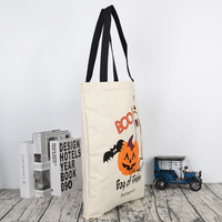 Sac fourre-tout en toile durable à imprimé citrouille pour Halloween, réutilisable, pour adolescents, pour bonbons ou farces, vente directe d'usine