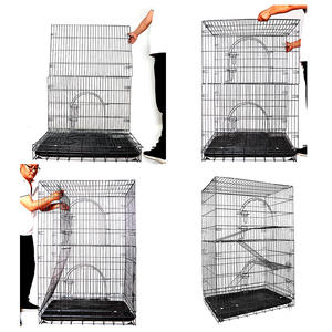 Custom Drie Lagen Grote Huisdier Villa Kat Kooi Zwart Zilver Metalen Kat Huis Opvouwbare Kat Kooi 3 Maten - Product Image 6