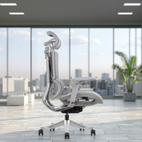 Fauteuil de Direction Moderne à Dossier Haut, Pivotant, Confortable, avec Support Lombaire, en Maille et PU, Appuie-tête Réglable, Accoudoirs 3D, 4 Positions, pour Bureau