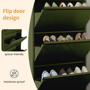 خزانة أحذية فولاذية أنيقة قابلة للتحويل، رف تخزين حائطي عصري بـ 3 رفوف لغرفة المعيشة والمدخل، أثاث منزلي BIZOE - Product Image 6