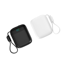 Batterie externe portable haute capacité 10000mAh/20000mAh avec affichage numérique, charge rapide 22.5W, câble intégré, style professionnel