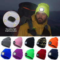 Bonnet d'hiver pour homme avec lumière LED rechargeable, bonnet tricoté pour femme, idéal pour la course nocturne, la pêche, l'équitation, les sports, les adolescents