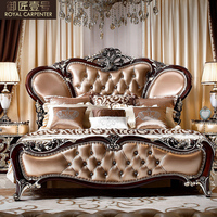 Lit double en cuir néoclassique avec boutons, style européen, 1,8 m, mobilier de chambre principale, ensembles de chambre à coucher
