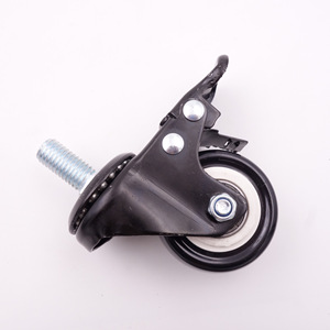 Furniture Caster <b>Wheel</b> With Brake Threaded Stem Polyurethane Silent Swivel For Clothing Hangers Sewing Machine Base - Product Image 1