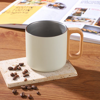 Mug en acier inoxydable 304 avec poignée en bois, tasse à café portable, design minimaliste moderne pour le camping en plein air