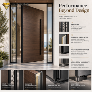 Porta Pivotante in Legno Massiccio, Robusta, Minimalista e Moderna, Insonorizzata, per <span class=keywords><strong>Ingresso</strong></span> Esterno di Casa, Seminterrato o Villa |   Vernice Polimerica - Product Image 3