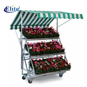Chariots de jardinage en acier pour plantes et fleurs à quatre roues - Product Image 1