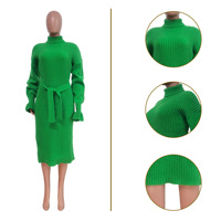 Robe pull à col haut pour femmes, vêtements d'automne et d'hiver, tricot solide, manches longues, longue, Sexy, moulante, nouvelle mode