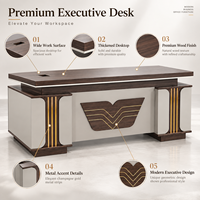 Bureau de direction moderne de luxe en forme de L, table de patron, bureau de direction pour bureau administratif, mobilier de bureau