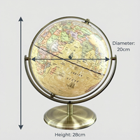 Globe terrestre rotatif antique de 8 pouces en plastique avec support métallique, 720°, décoration de bureau et de maison, certifié CE ROHS