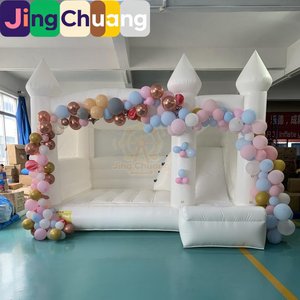 Castillo Inflable Blanco, Trampolín Infantil con Tobogán, Decoración para Fiestas, Arco de Globos, Arreglo para Cumpleaños, Juguete - Product Image 6