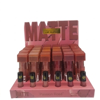 Ensemble de gloss à lèvres mats 24 pièces, rouge à lèvres liquide longue tenue 6 couleurs avec présentoir, vente en gros, maquillage pour les lèvres en vrac