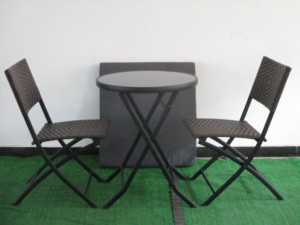 Venta al por Mayor 3PCS <span class=keywords><strong>Bistro</strong></span> mimbre de ratán al aire libre muebles de silla plegable marco de acero de jardín - Product Image 4