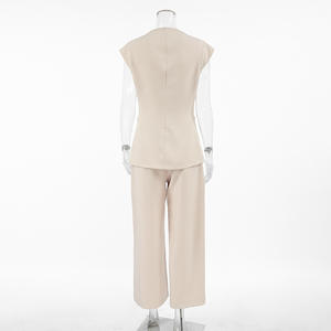 2025 primavera gilet <span class=keywords><strong>canguro</strong></span> kaki di moda francese pantaloni larghi due pezzi donna pendolare Career Suit - Product Image 3