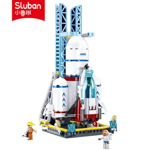 Sluban Building Block Aerospace Toys seri B1199 Dream Rocket Launch Center 424 buah Model Bricks kompatibel dengan merek terkemuka