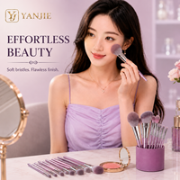 Ensemble de 10 pinceaux de maquillage avec tube de rangement, pinceaux doux pour poudre visage, contour, fard à paupières et anticernes pour un usage cosmétique professionnel