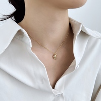 Dylam pesona lucu 14K emas berlapis Rhodium permukaan dipoles 925 perak liontin Croissant kalung untuk hadiah untuk pemakaian sehari-hari