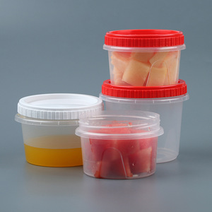 Boîte à soupe jetable en plastique avec couvercles rouges et blancs, anti-fuite, transparente, pour desserts - Product Image 1