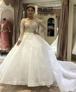 Váy Cô Dâu Kim Cương Sang Trọng 2021 Váy Cưới Váy Cưới Hoa 3d Đính Pha Lê Phong Cách Hoàng Gia