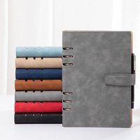 Anpassbarer A5/A6 PU-Leder Hardcover 6-Ring-Ordner Macaron Multifunktionaler Budget-Planer Business Loseblatt-Notizbuch Hochwertig