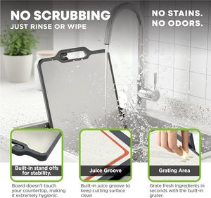 Planche à découper double face en titane/paille de blé PP avec support et aiguiseur de couteaux, planche à découper non toxique, accessoire de cuisine sain - Product Image 5