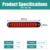 Luce Posteriore LED Rossa Omologata ECE 10-30V, Barra Luminosa Multifunzione per Freni e Posizione, per Camper, Roulotte, Camion, Barche e Rimorchi