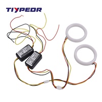 Logotipo LED TIYPEOR para HONDA, Ojos de Ángel LED de 60 mm, Luces de Motocicleta Circulares, Resistentes al Agua, Anillo de Luz Blanco/Amarillo, Retroiluminación con Logotipo
