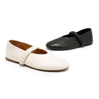 Chaussures plates Mary Jane à bretelles élastiques pour femmes, chaussures décontractées à enfiler en cuir souple