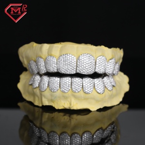 Siêu lấp lánh grillz răng sterling bạc 925 tùy chỉnh hiphop vvs Iced ra moissanite grillz - Product Image 3