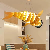 Lustre suspendu rustique en bois fait main BGST, luminaire décoratif en forme de poisson pour îlot, ferme, restaurant