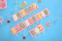 Moule à Cube en Silicone de Qualité Alimentaire Écologique Mignon Fruit Animal Popsicle Maker pour Parent-Enfant DIY Sain Crème Glacée Popsicles