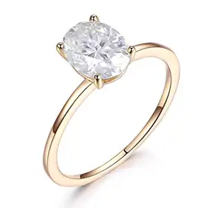 18K Gold White Yellow Rose And 925 Silver 1ct Oval Shape Moissanite Inlaid Wedding Ring