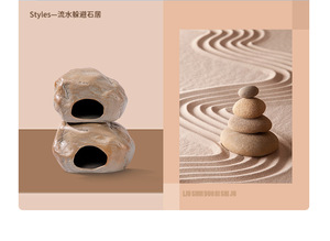 Tente cachette pour hamster en forme de montagne, pour l'été, intérieur/extérieur, accessoires de cage, lit, pierre céramique, couvercle amovible - Product Image 4