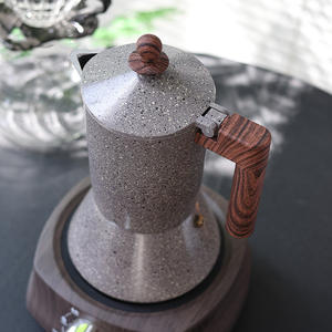 Cafetera <span class=keywords><strong>Moka</strong></span> de aluminio de grado alimenticio con mango de madera, cafetera Espresso, olla de regalo de cocina - Product Image 2