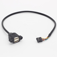 Dupont kabel ekstensi dudukan Panel Perempuan, 2.54mm 9Pin ke USB Motherboard port USB Extender kabel Data komputer