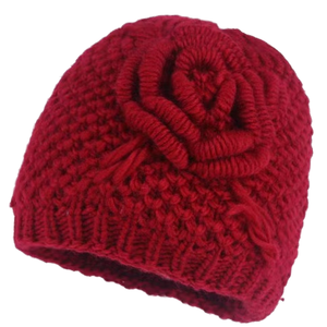 Chapeau en tricot pour femme de style rétro, toutes saisons, chaud, bonnet de nuit rose, broderie 3D, imprimé lumineux, nœuds peints à la main, mère, épouse - Product Image 1