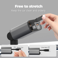 Chargeur de voiture rétractable, SUPERONE 110W Chargeur de téléphone de voiture avec câbles Charge rapide, Adaptateur de chargeur de voiture USB C pour iPhone Galaxy