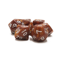 Grosir Set dadu DND marmer akrilik dadu cokelat untuk permainan RPG