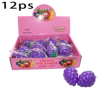Fabricant de jouets anti-stress en forme de mini-boule souple à rebond lent, saveur raisin, en TPR, pour l'exportation, de Zhejiang, emballé en boîte